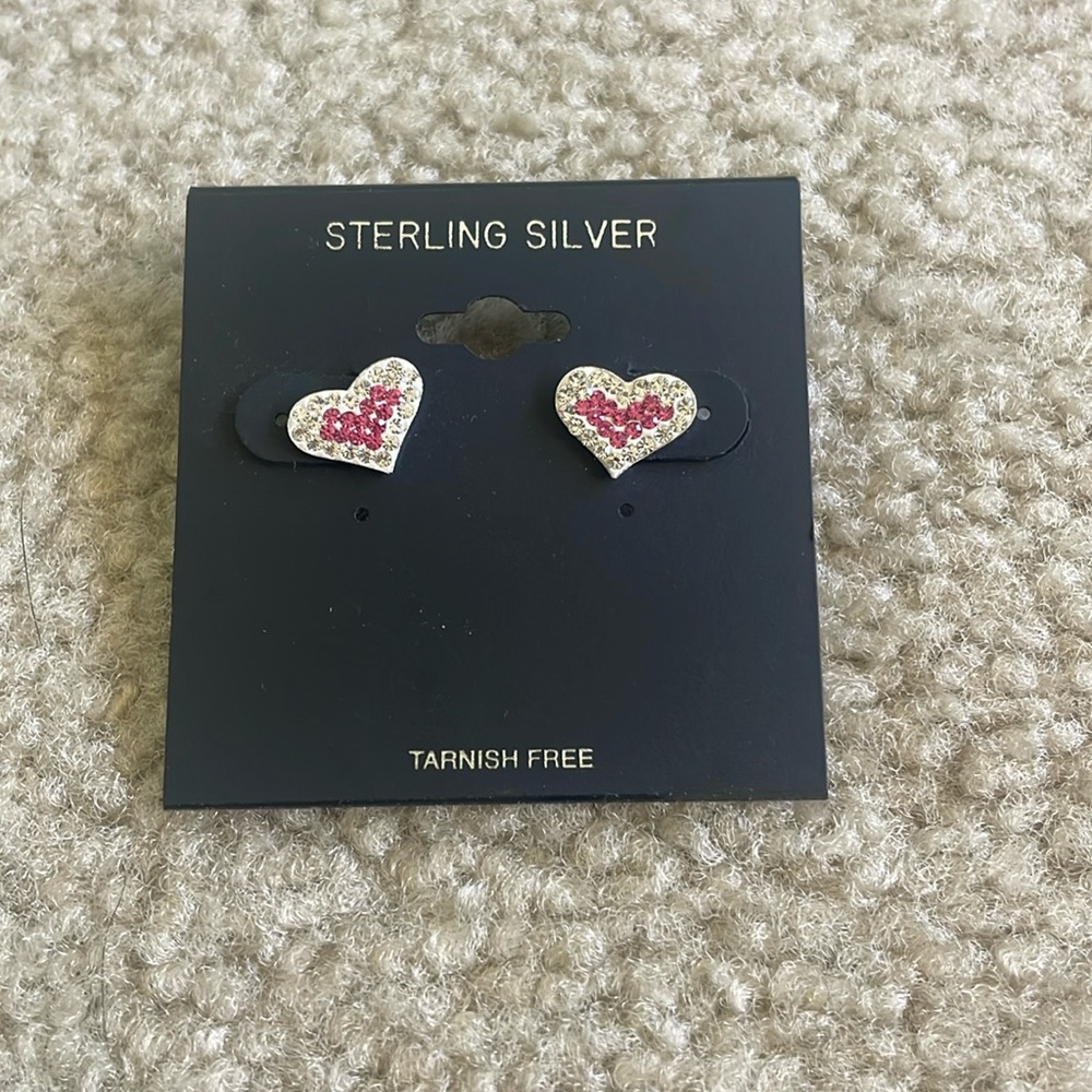 Sterling sliver heart earrings. Brand new